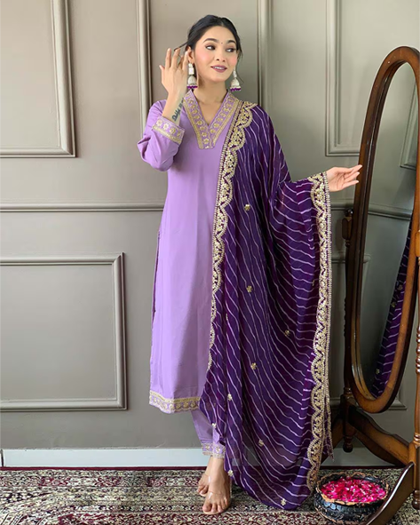 Women Embroidered Straight Kurta Set